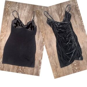 Olivaceous Forever Bundle of (2) mini dresses black and grey velvet Size XS-S
